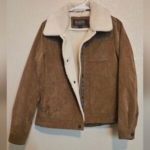 ​Pendleton Womens Wind River Corduroy Trucker Jacket Sherpa Lined Tan Saddle SML